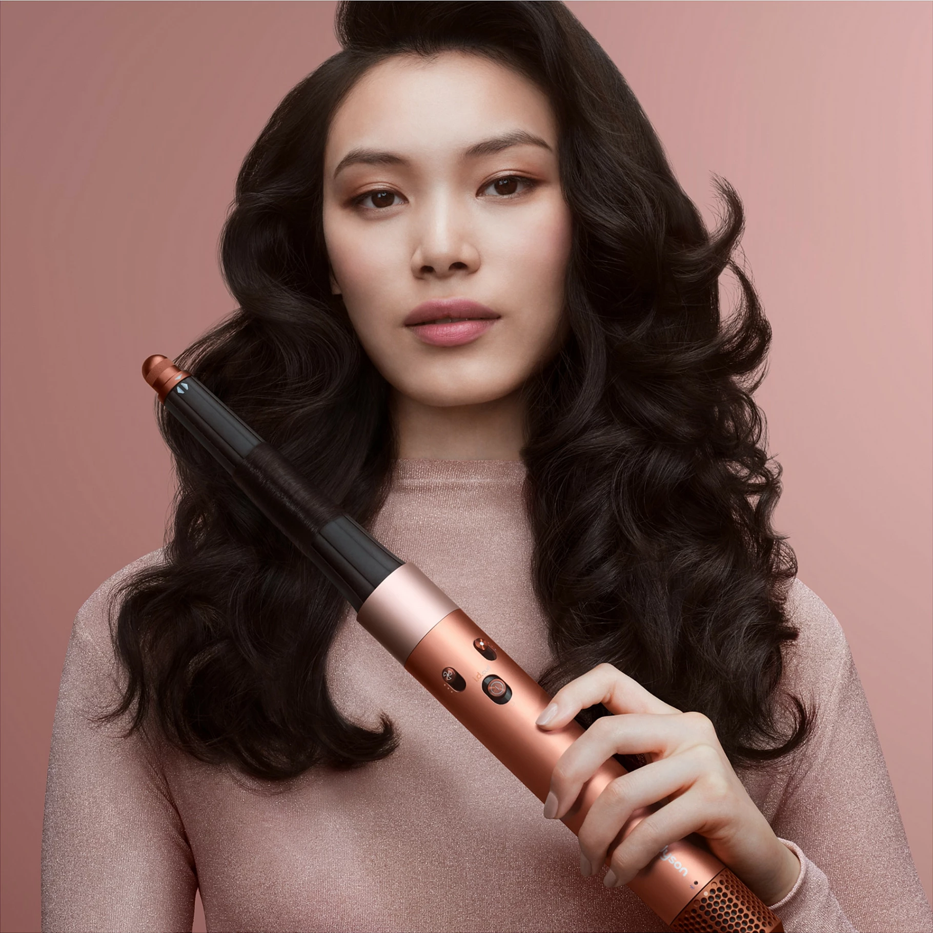 Multistyler flokësh Dyson Airwrap ID Straight + Wavy, ajër i ngrohtë, me aksesorë, i zi/rose gold