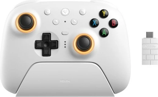 Gamepad 8BitDo Ultimate 2 Wireless, për PC/Android, i bardhë, me dock dhe dongle