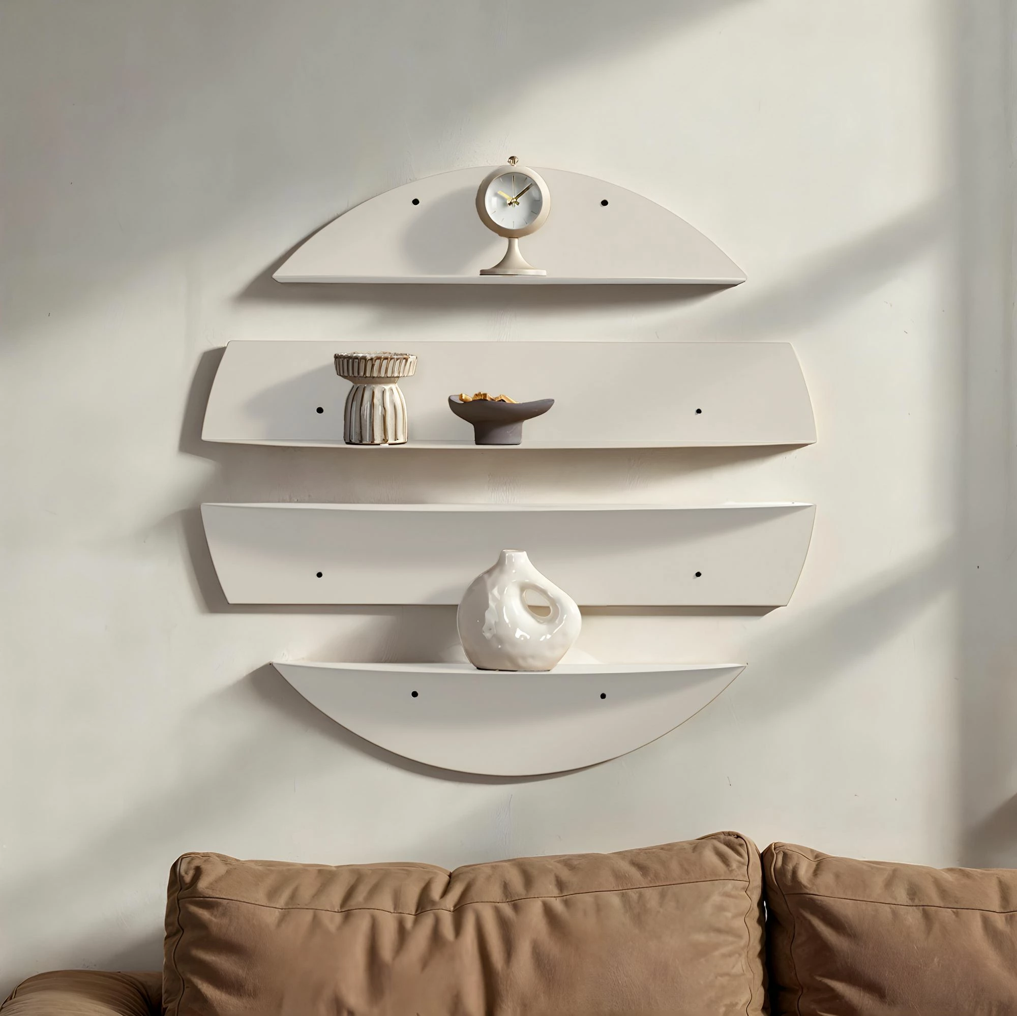 Raft dekorativ metalik për mur, ngjyrë bezhë e butë, Skye Decor, Vlnt118Kr, 76x76cm