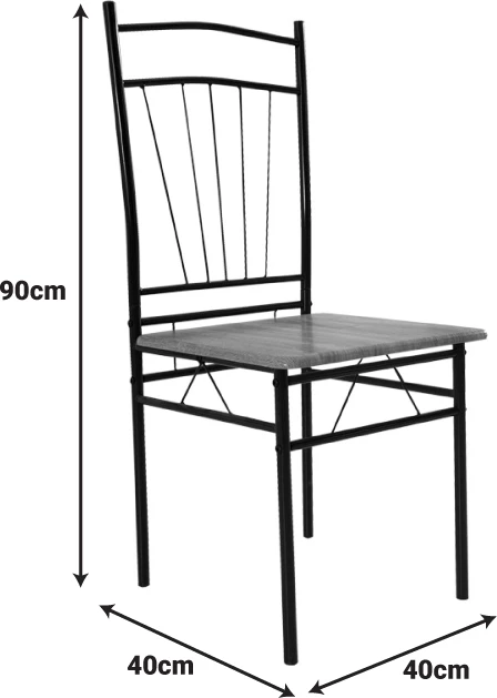 Tavolinë me karrige Roza II, set 5 copë, MDF, këmbë metalike, ngjyrë gri, 110x60x74cm