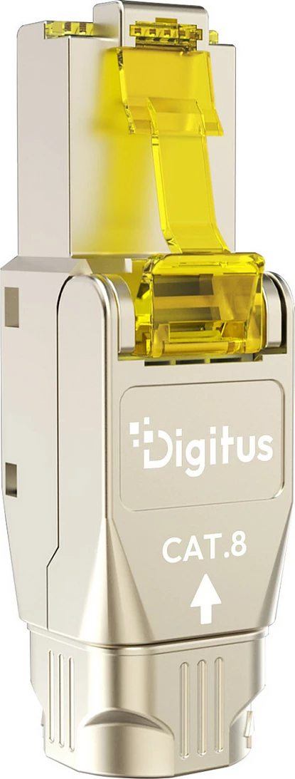 Konektor RJ-45 Digitus Cat 8.1, shielded, montim pa vegla, PoE++, argjend/verdhe