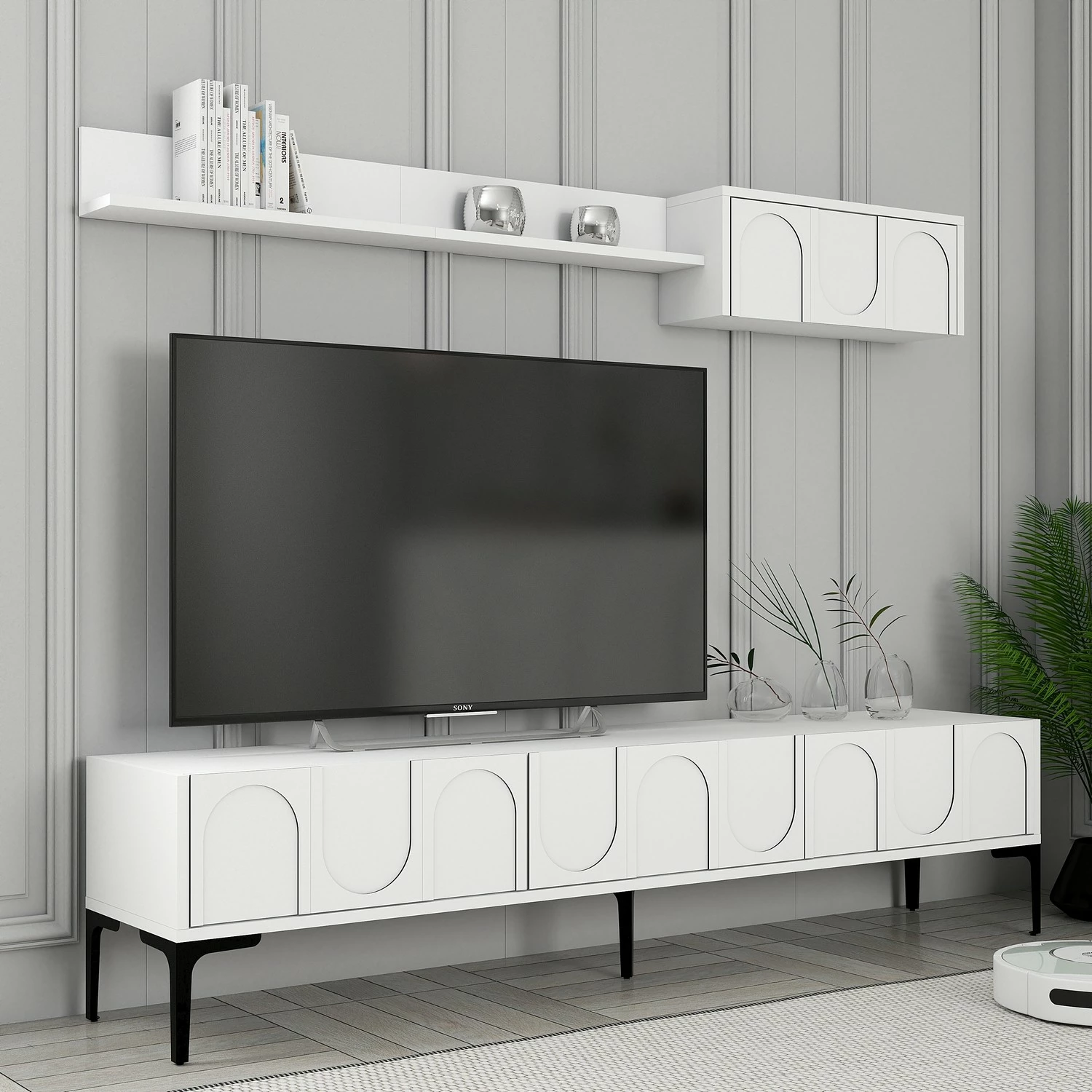 Set njësi TV Skye Decor, Lyon 2, e bardhë, e zezë