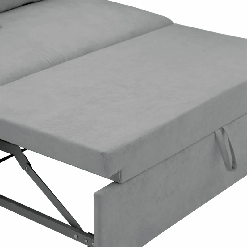 Divan qoshe shtrat i kthyeshëm Lilian, material, ngjyrë gri, 225x148x81cm