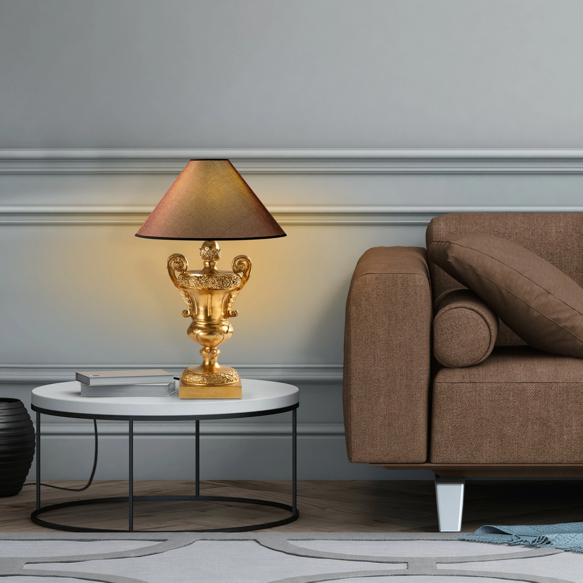 Llambë tavoline Opviq, ELEGANZE-5333, ngjyrë ari dhe kafe