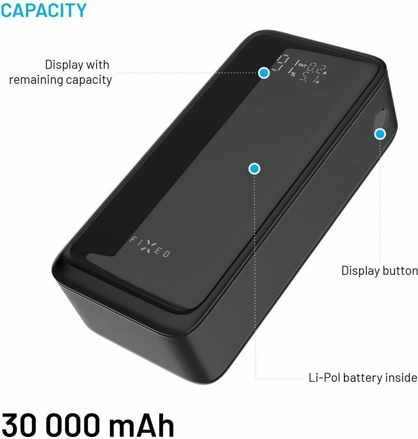 Powerbank Fixed ZEN2 30 Plus 30000mAh PD 65W me LCD, i zi