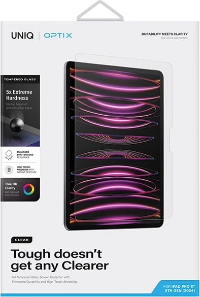 Mbrojtës ekrani xham i temperuar UNIQ Optix Clear me aplikator për iPad Pro 11" (2024)