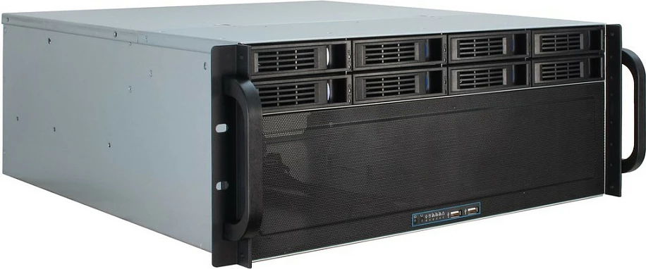 Kasë serveri Inter-Tech IPC 4U-4408, rack 4U, 9x 3.5", hot-swap, USB 3.2, e zezë/argjendtë