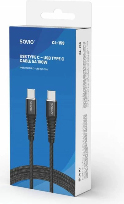 Kabëll USB Type-C Savio, i zi
