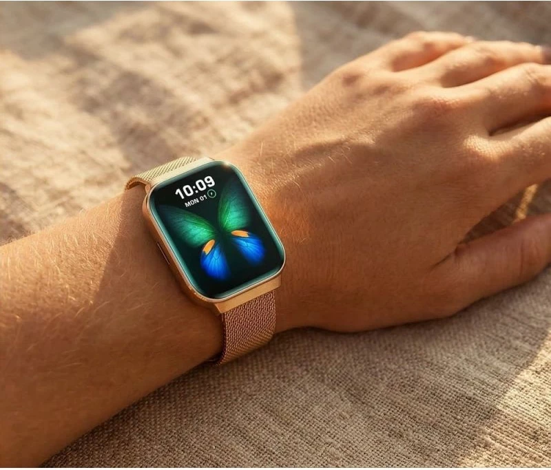 Smartwatch për femra Gravity GT44-1, rrip i bardhë + byzylyk rozë gold