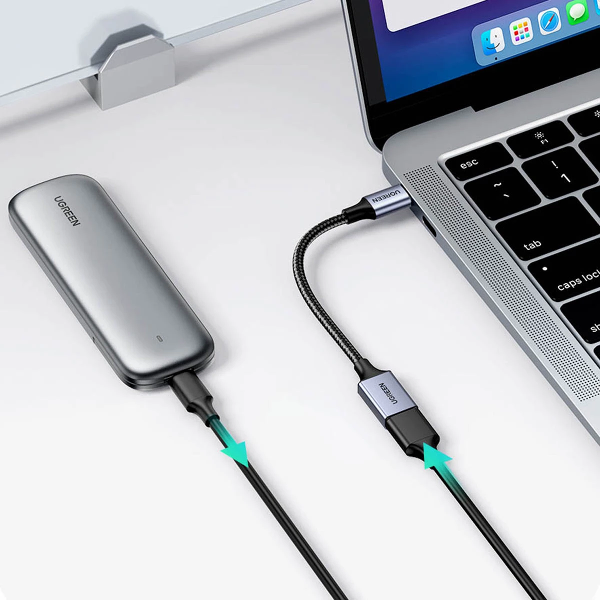 Kabllo adapter OTG Ugreen US378, USB-C (mashkull) në USB-A (femër), 0.15m, e zezë
