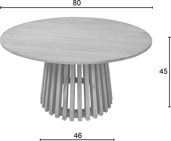 Tavolinë kafeje mindi, ngjyrë natyrale, D80x45cm