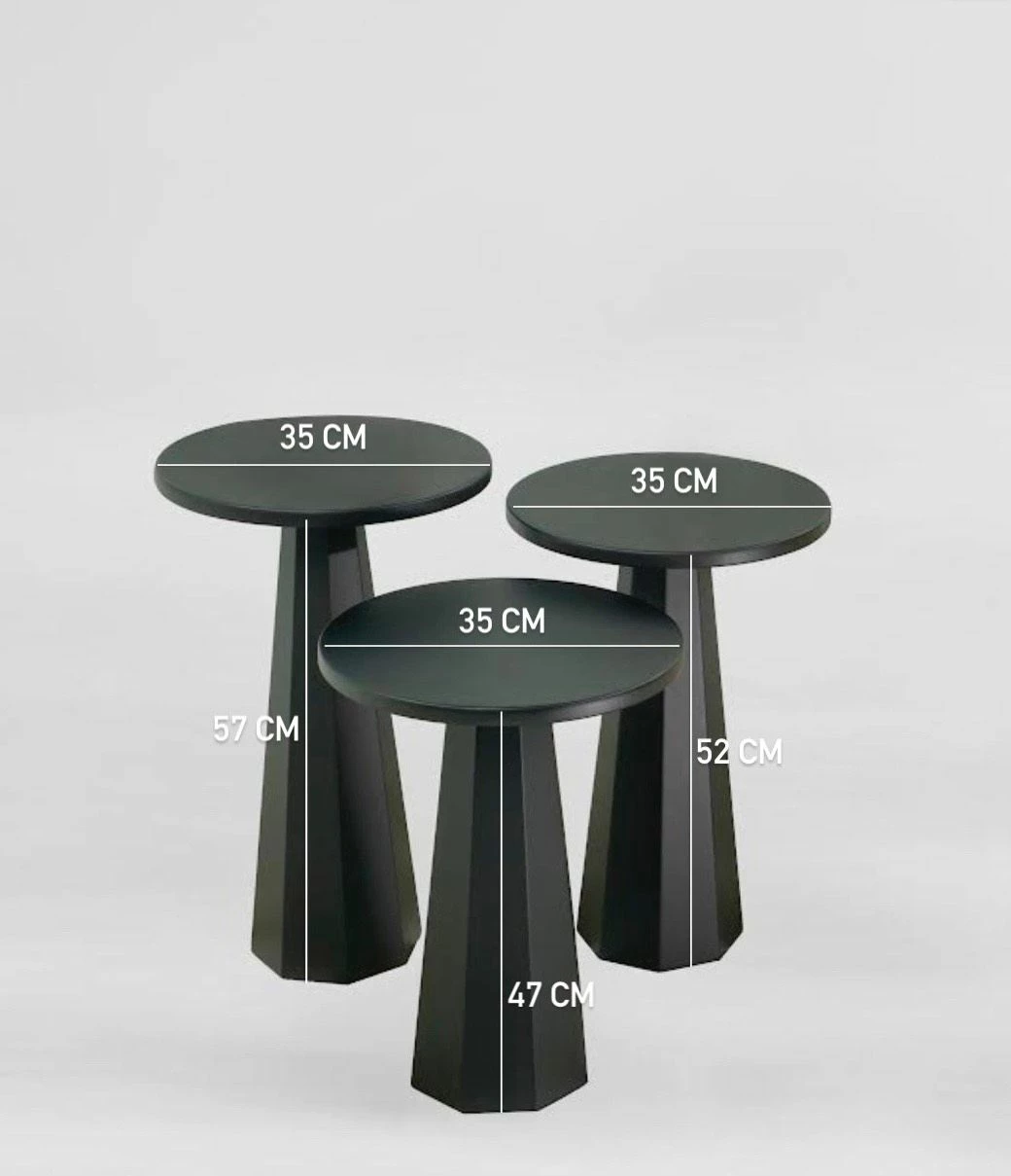 Set tavolinash anësore Skye Decor, Lilyum, të zeza (57 + 52 + 47)