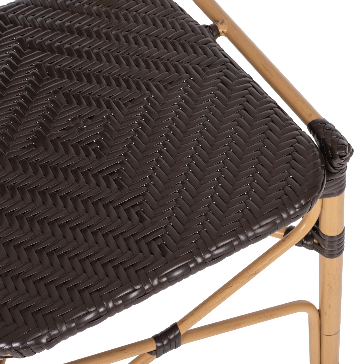 Karrige alumini me pamje bambuje dhe ratan PE në ngjyrë kafe FH5925.01 47x58x95Hcm