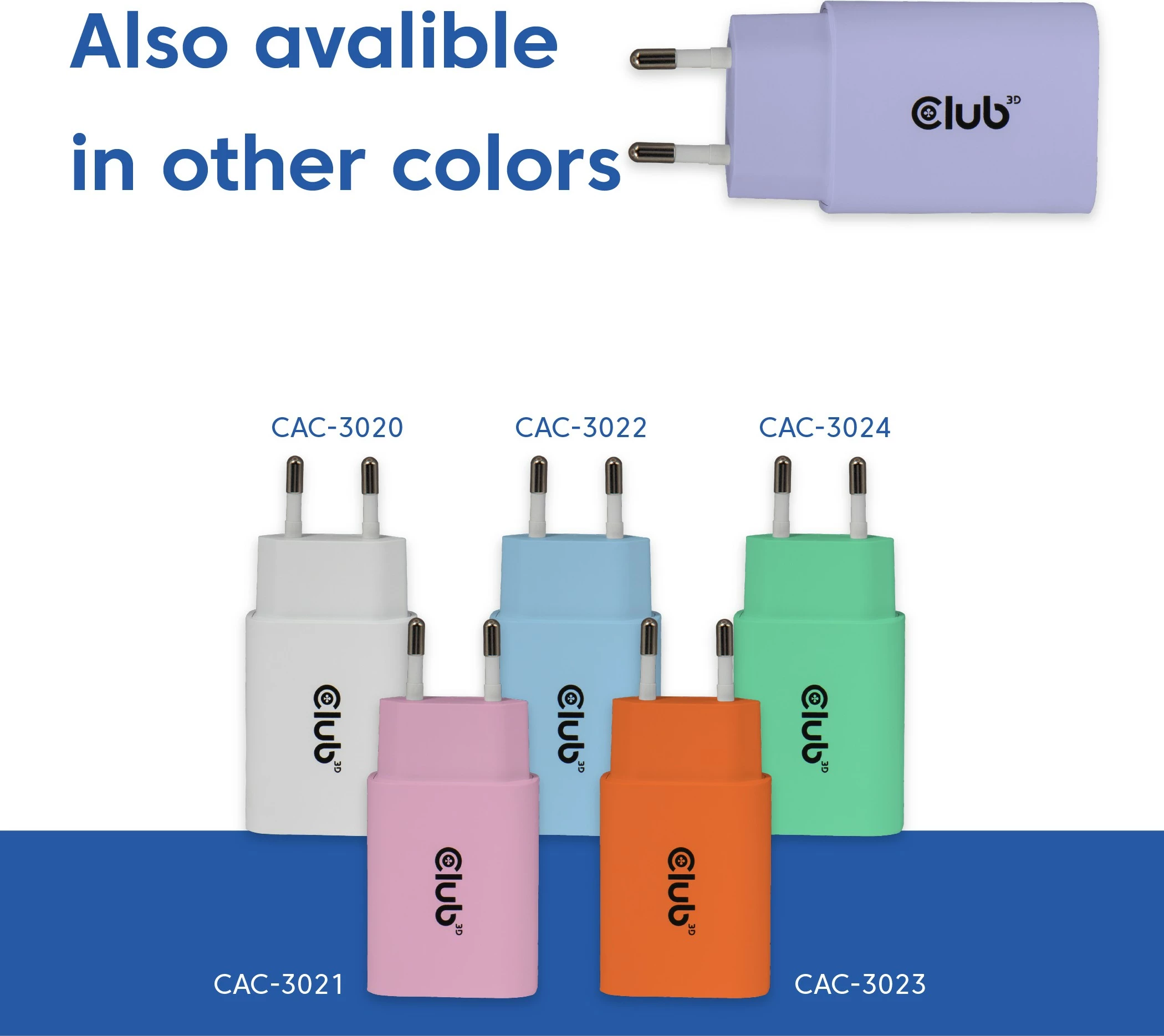 Karikues USB-C Club3D CAC-3025 30W, 2 copë, lila