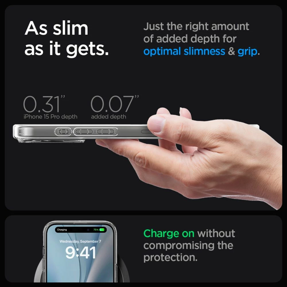 Mbështjellës Spigen Ultra Hybrid Mag për iPhone 15 Pro, MagSafe, frost clear