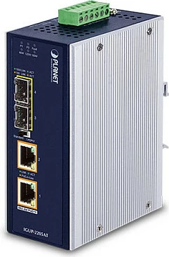Konvertues medie industrial Gigabit Planet IGUP-2205AT, PoE++ 802.3bt, 2x SFP, 10/100/1000 Mbps