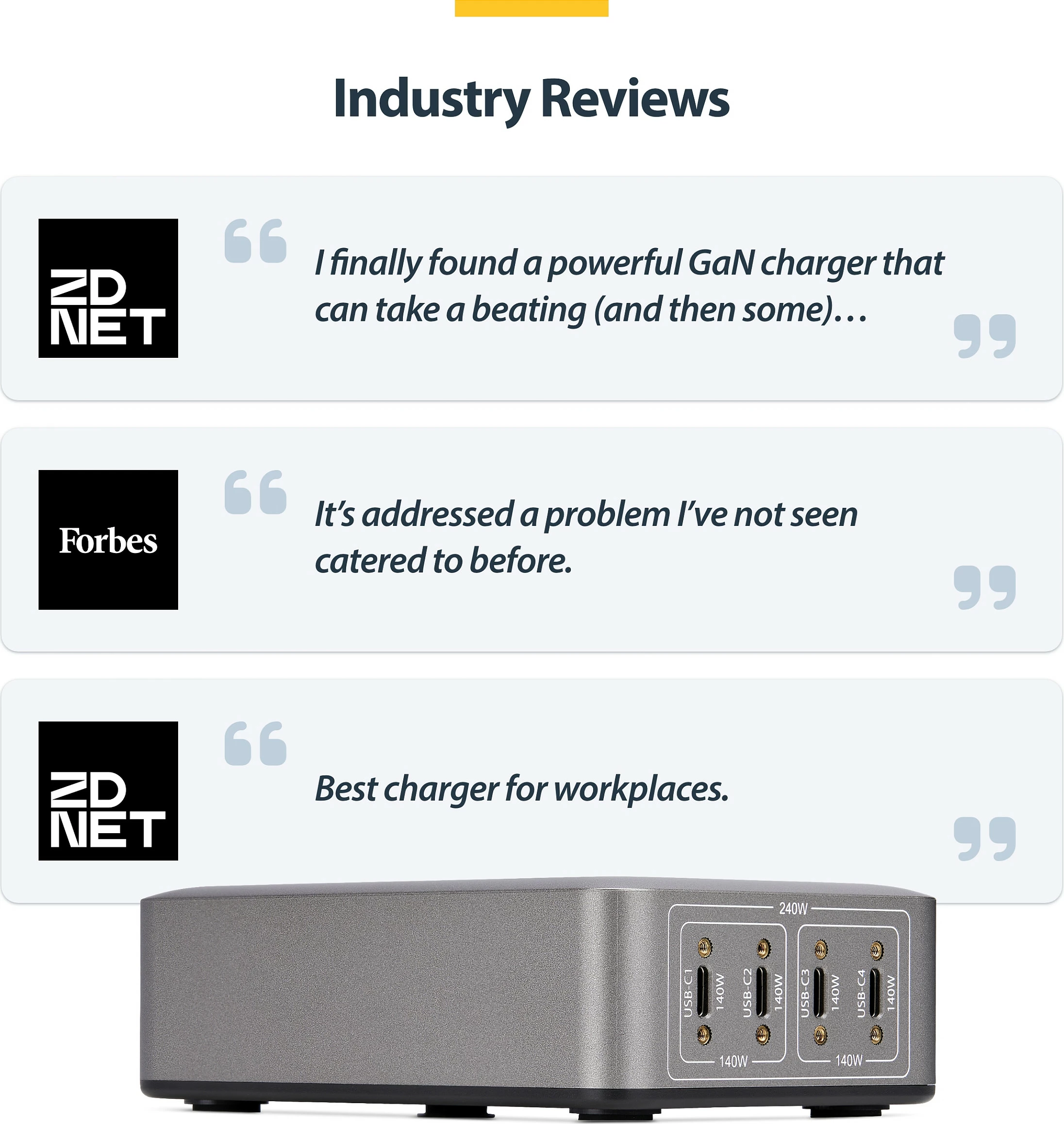 Karikues USB-C StarTech 4-Port 240W PD 3.1 GaN, 140W EPR, 1.8 m, gri