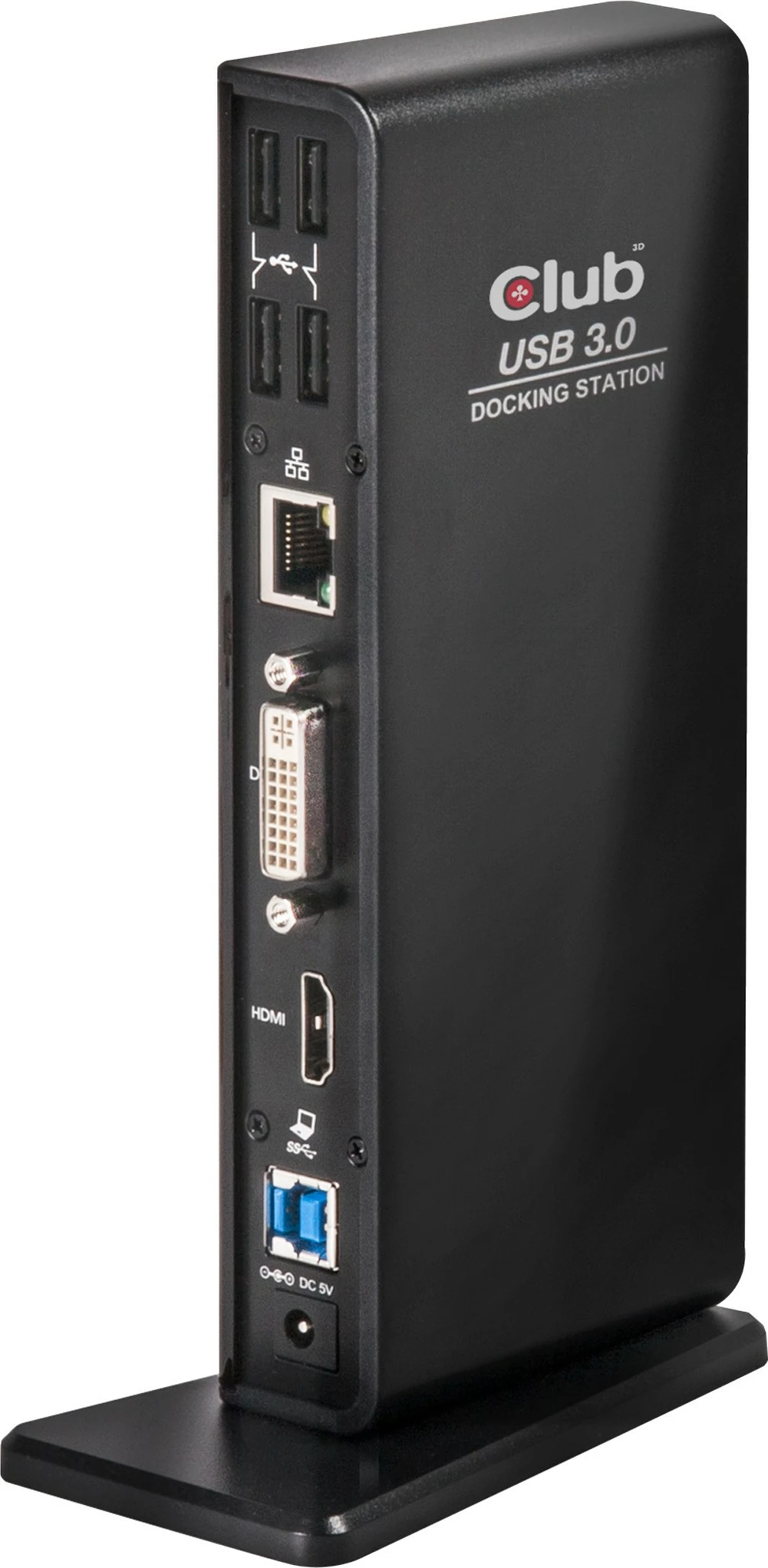 Docking station Club3D USB 3.0, 4xUSB2, 2xUSB3, HDMI, DVI, e zezë
