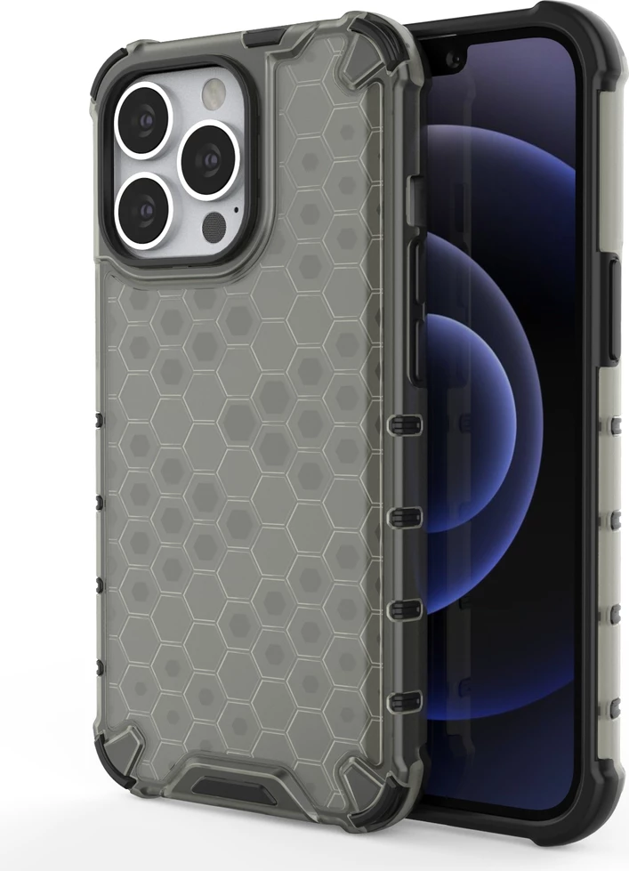 Mbështjellës Hurtel Honeycomb Case për iPhone 13 Pro, i zi