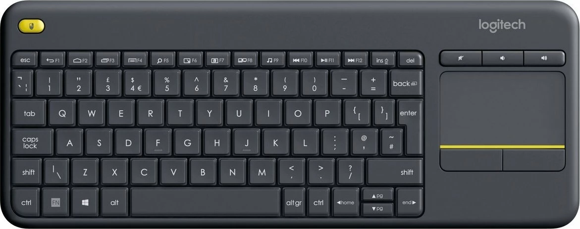 Tastierë pa tela Logitech K400 Plus 920-007145 me touchpad, US INTL, e zezë