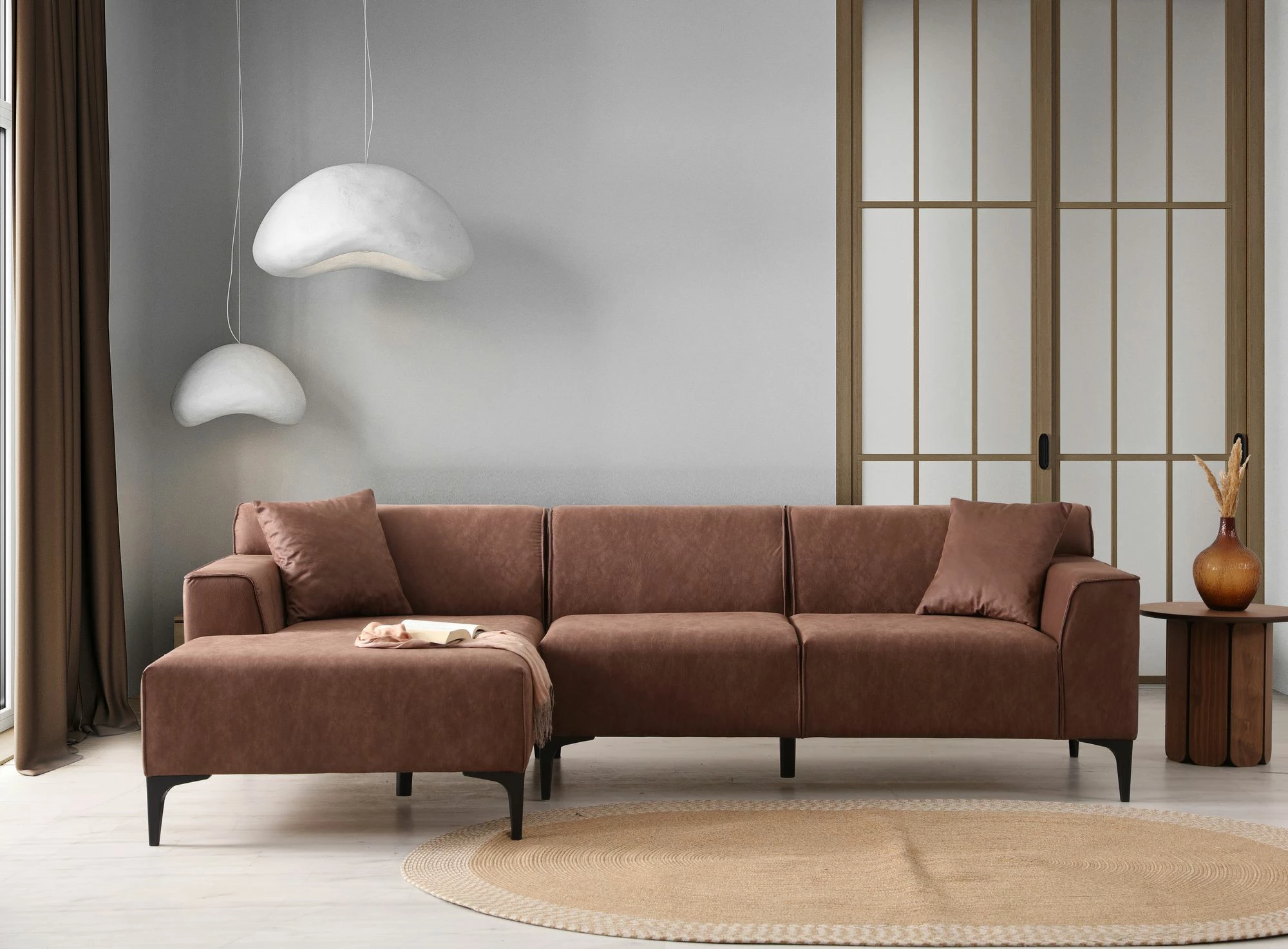 Këndare New Petra L, ngjyrë konyak, Atelier del Sofa