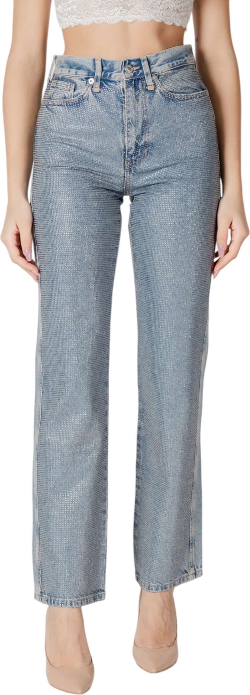 Xhinse për femra Only Onlhollywood-Riley Crys Hw S Red Dnm Cro 15341019, denim të çelëta