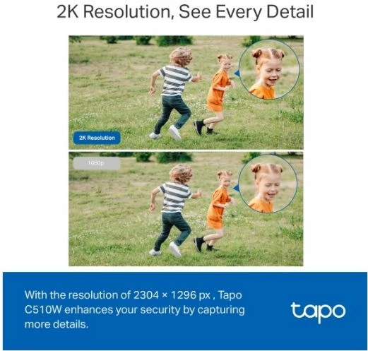 Kamerë sigurie Wi‑Fi outdoor TP-LINK Tapo C510W, 2K 3MP 360° pan/tilt, IP65, night vision me ngjyra, e bardhë/zezë