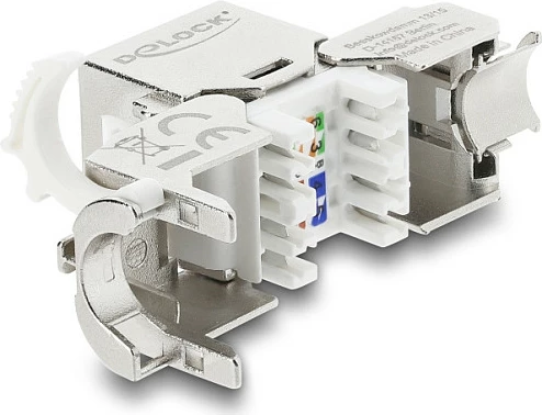Modul keystone DeLOCK RJ45 në LSA, Cat8.1, shielded, AWG 22/24, flat, zi/argjendt/bardhë