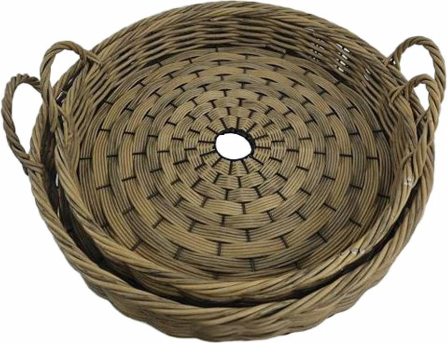 Set tabakash KEGAN, 2 copë, dru dhe ratan, 56x56x11, ngjyrë kafe