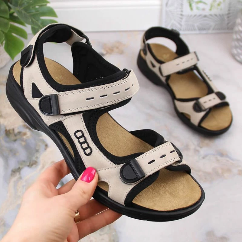 Sandale për femra Rieker, bezhë