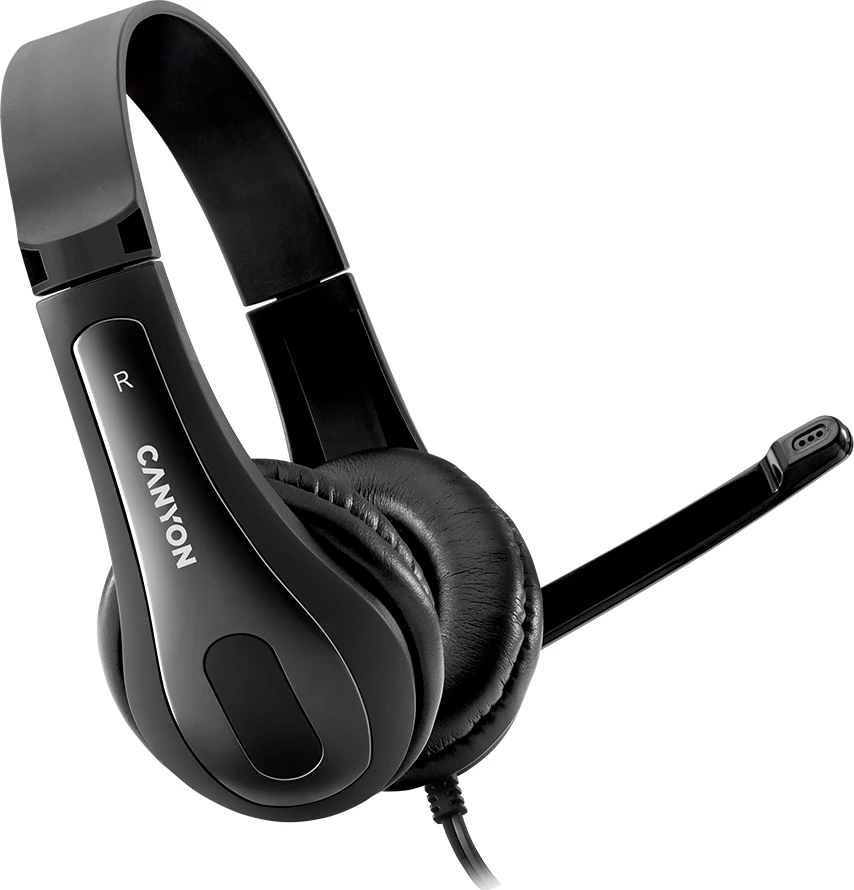 Kufje me mikrofon CANYON HSC-1, 3.5mm, stereo, kabllo e sheshtë 2m, të zeza