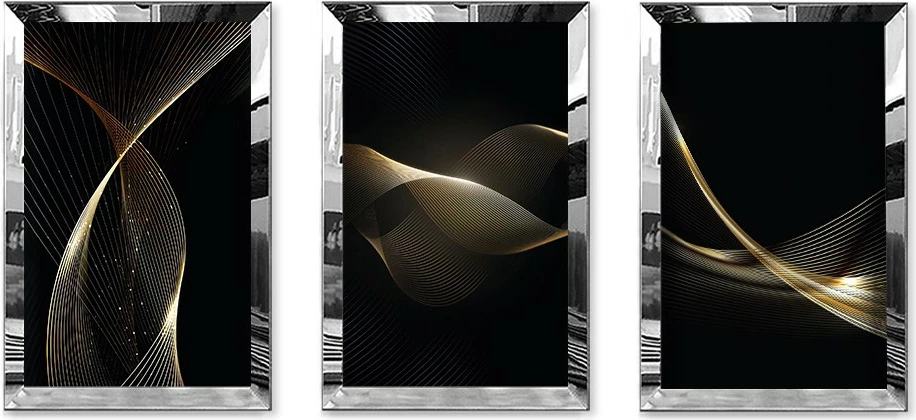 Pikturë dekorative MDF-Plexiglass (3 copë), Wallity, Huhu405, 40x60cm