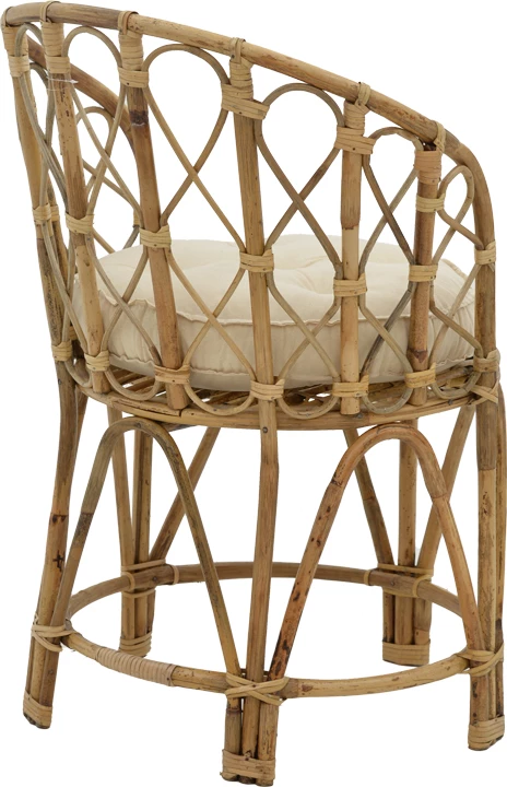 Karrige me krahë prej rrotani natyral me jastëk, 60x46x80 cm