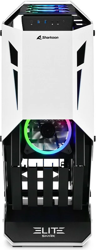 Kasë Sharkoon ELITE SHARK CA700, Tower ATX/micro ATX/Mini-ITX, RGB, xham i kalitur, bardh e zi