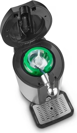 Aparat për toçje birre CASO BeerMaster 582, fuçi 5L, 4–12°C, 65W, i zi/argjendtë, set me adapter Heineken + 3 kartusha CO₂