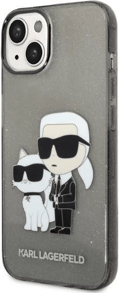 Mbështjellës KARL LAGERFELD KLHCP14MHNKCTGK për iPhone 14 Plus, Glitter IML NFT Full Bodies, transparent e zezë me glitter