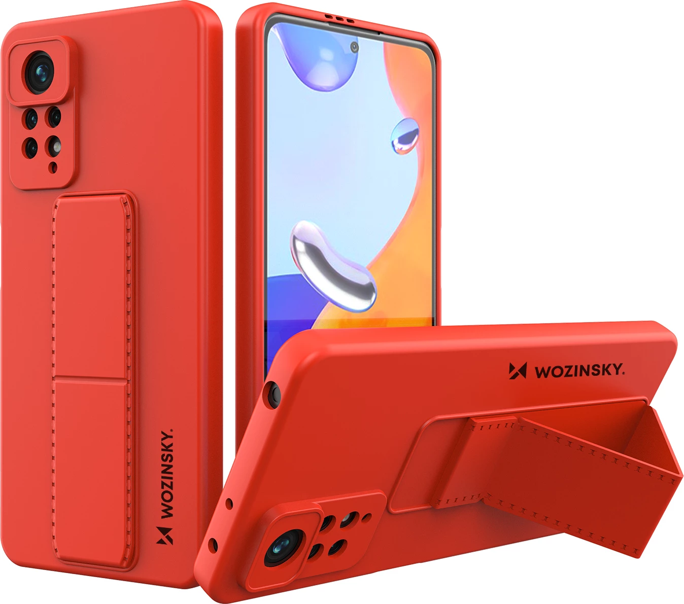 Mbështjellës silikon Wozinsky Kickstand Case për Xiaomi Redmi Note 11 Pro, i kuq
