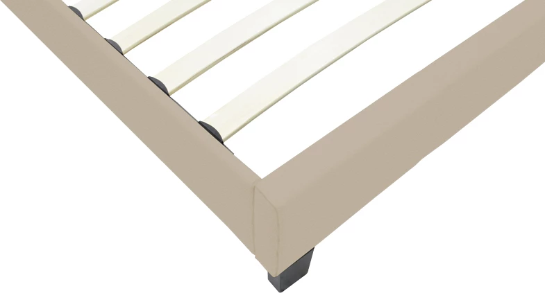 Krevat Nevil, ecru, këmbë të zeza, 90x190cm