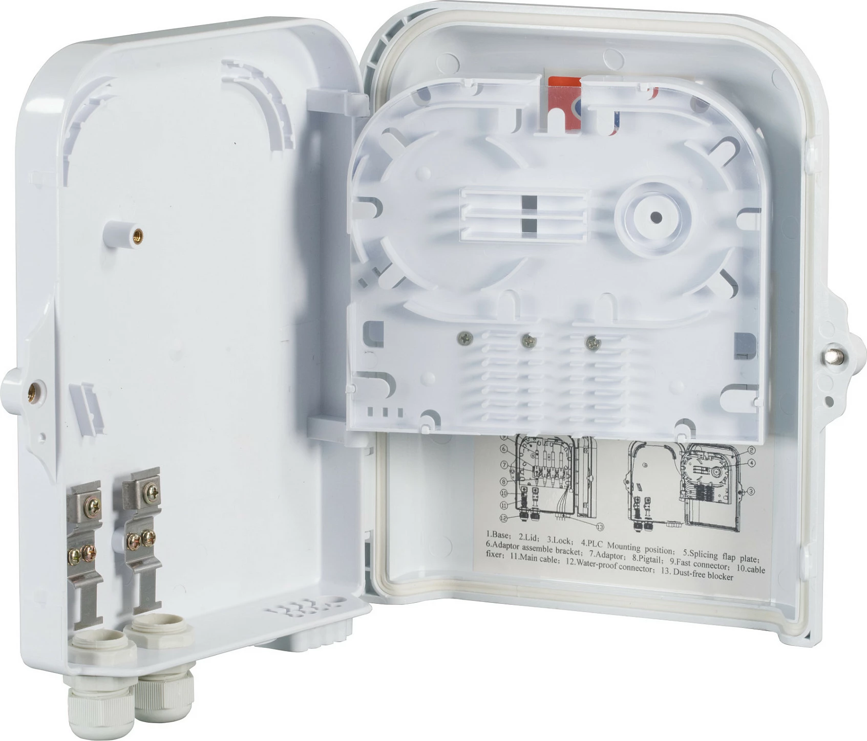 Kuti lidhëse FTTH EFB Elektronik FTTH-BOX-OUT-2, IP65, për 8 lidhje, e bardhë