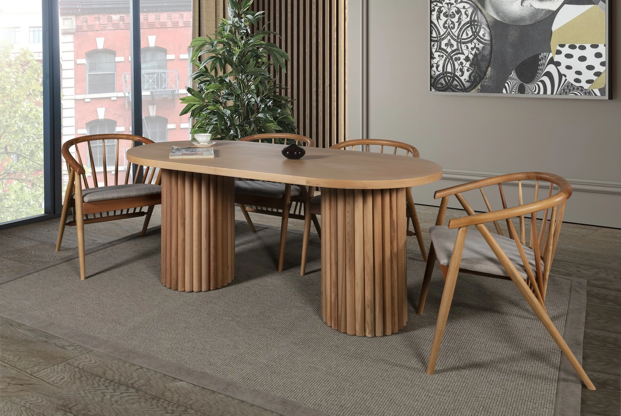 Set tavolinë me karrige për ngrënie (5 copë), Skye Decor, Riva Masa T