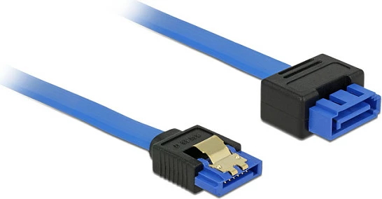 Kabllo zgjatëse SATA III DeLOCK 0.5m, 6Gb/s, 7-pin M/F, me kapëse, blu/zi