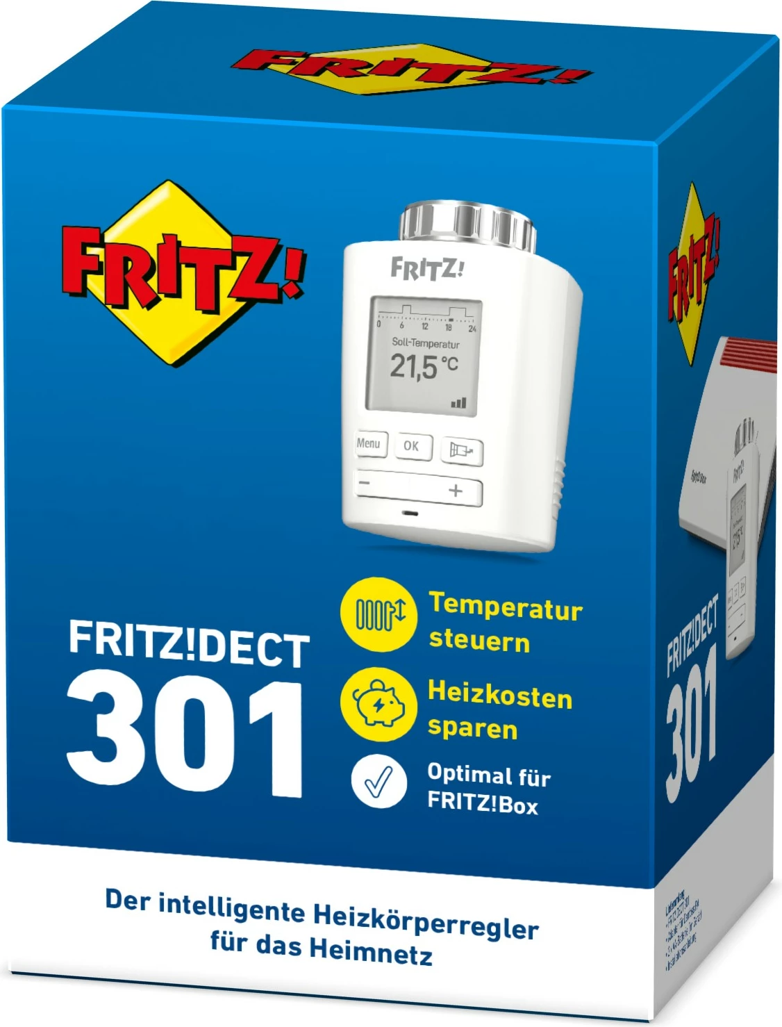 Termostat i mençur AVM FRITZ!DECT 301, kontroll me smartphone, i bardhë
