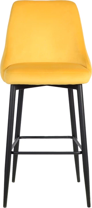 Karrige për bar Zedna, kadife e verdhë, këmbë metalike të zeza, 52x57x111cm