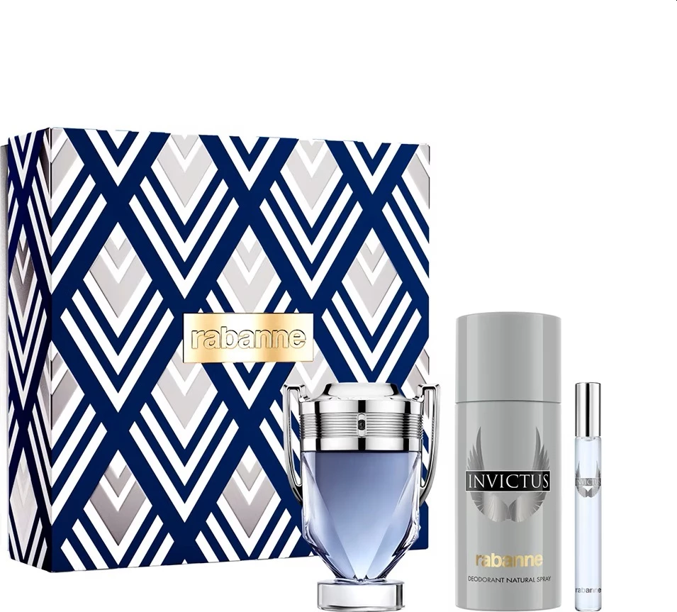 Set Eau de Toilette dhe Deodorant për meshkuj Paco Rabanne Invictus 100ml + 10ml + 150ml