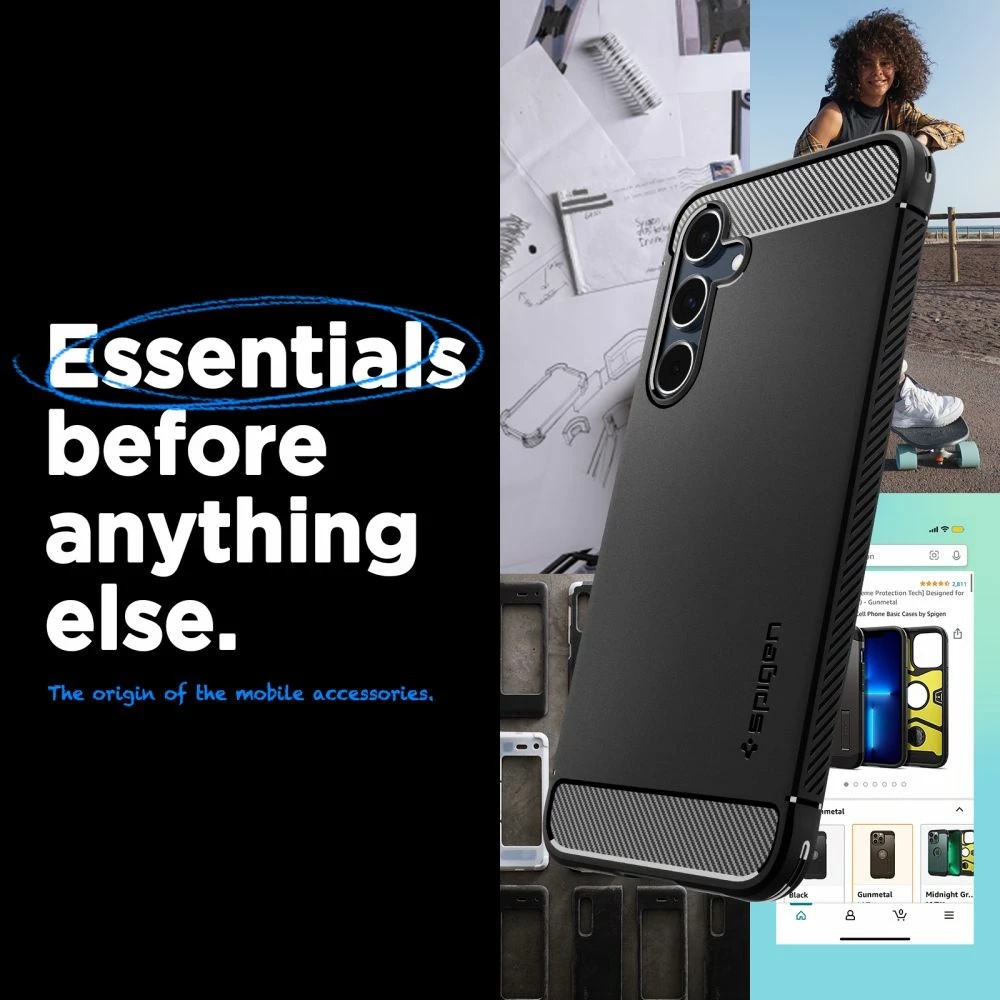 Mbështjellës Spigen Rugged Armor për Samsung Galaxy A55 5G, i zi