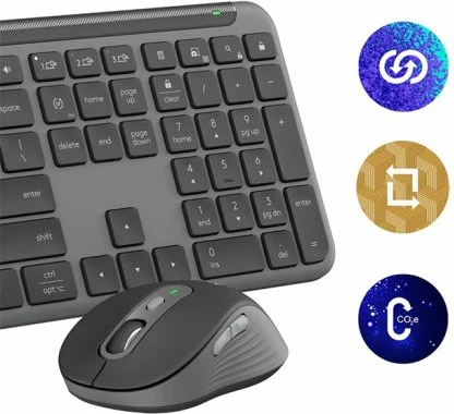 Set tastierë + Maus wireless Logitech Signature Slim Combo MK950, Logi Bolt/Bluetooth, full-size me numpad, Graphite