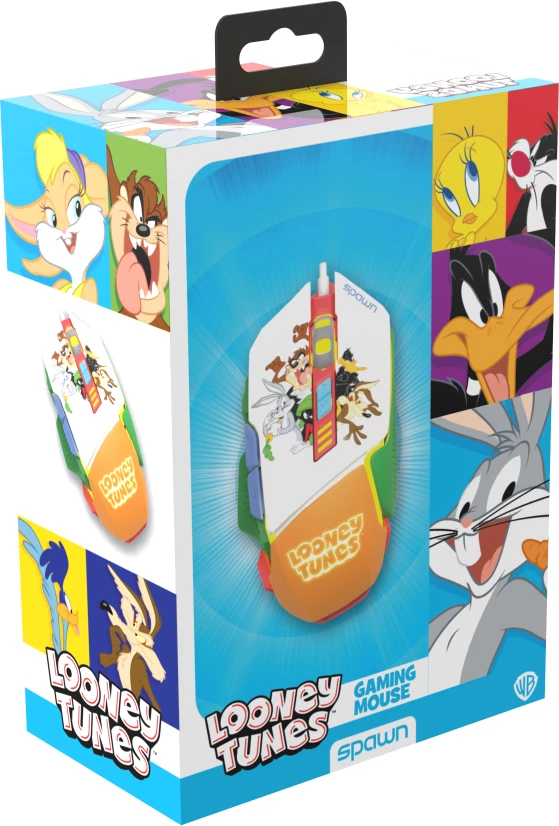 Maus gaming Spawn Looney Tunes RGB, 12800 DPI, 7 butona, USB-A me kabllo të gërshetuar