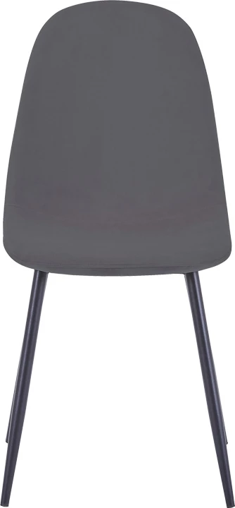 Karrige ngrënieje Bella, kadife ngjyrë gri e errët, këmbë metalike të zeza, set prej 4 copash, 43.5x52x89cm