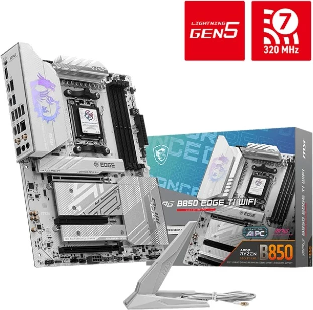 Pllakë amë MSI MPG B850 EDGE TI WIFI, Socket AM5, ATX, Bardhë