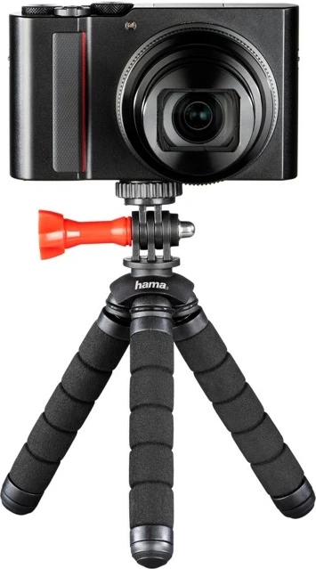 Mini tripod fleksibël Hama Flex 2-in-1 MPN 4557, 7.5-14 cm, 1/4" + GoPro, 64 g, i zi/kuq